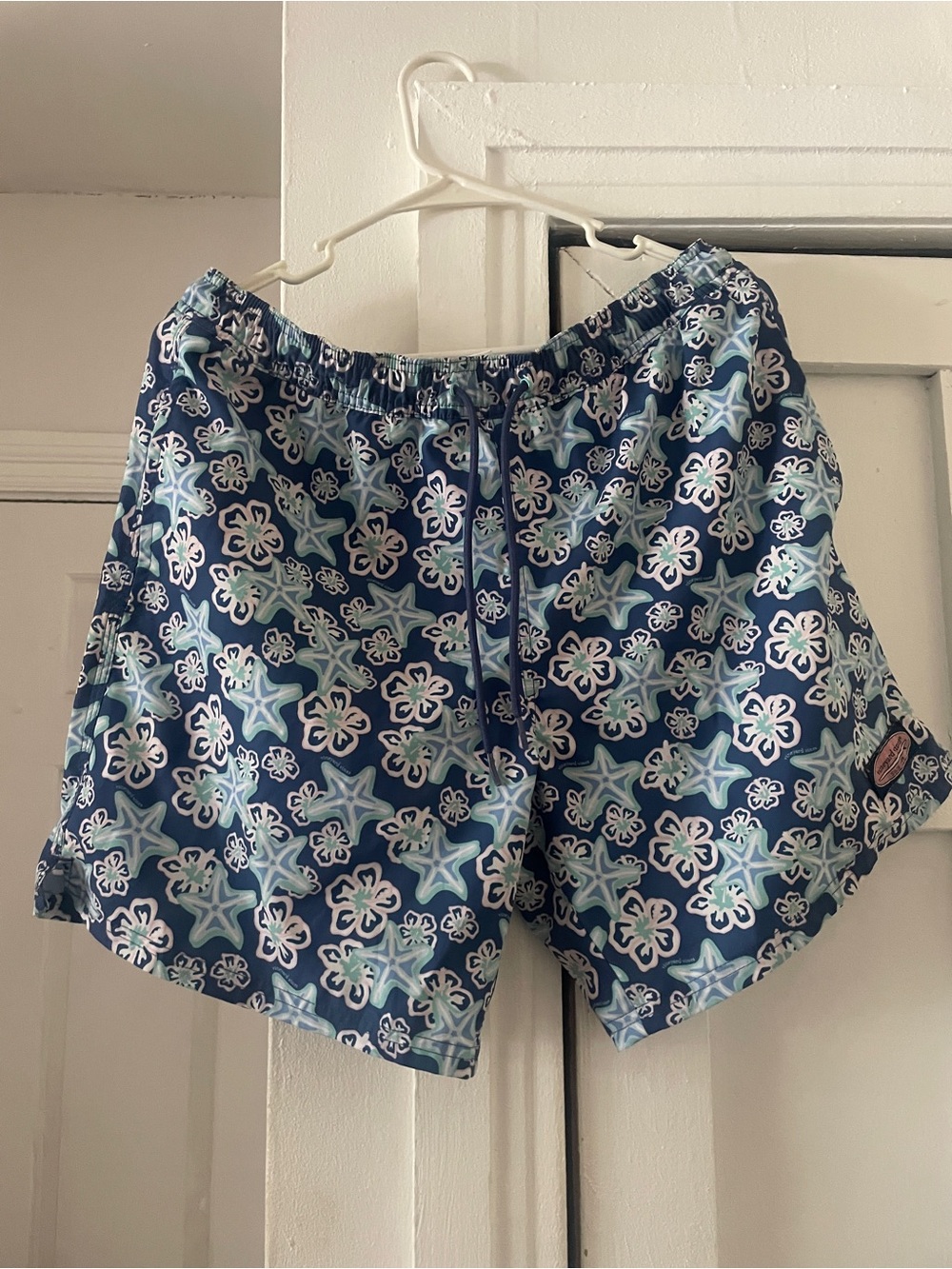 Navy Floral-Print Swim Shorts
